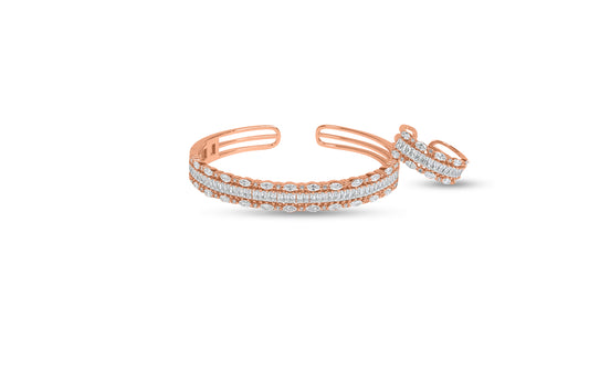 Crystal Open Cuff Rose Gold Plated Silver Bracelet