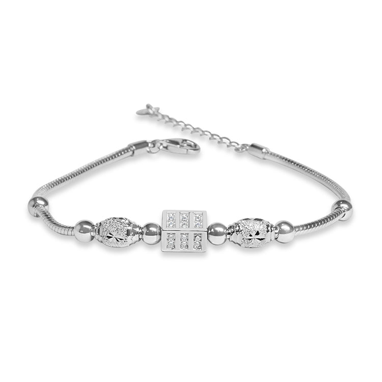 Crystal Cascade Charm Silver Bracelet