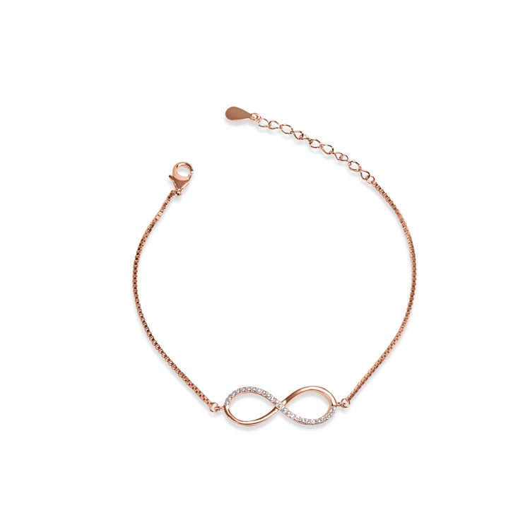 Infinity Elegance Rose Gold Plated Silver Bracelet