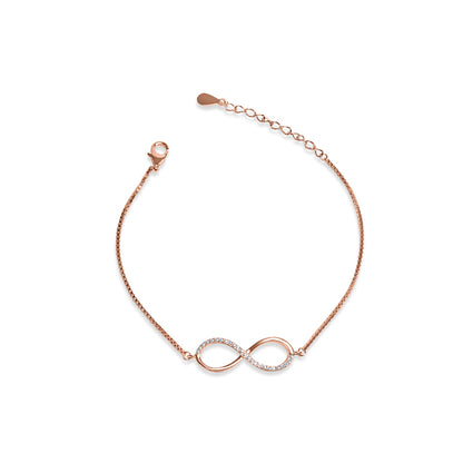 Infinity Elegance Rose Gold Plated Silver Bracelet