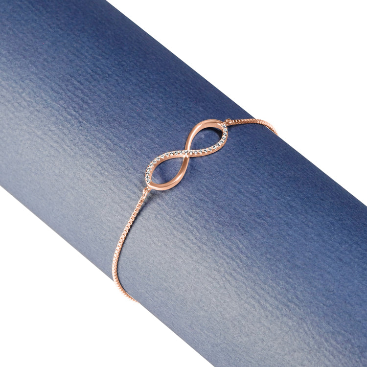 Infinity Elegance Rose Gold Plated Silver Bracelet