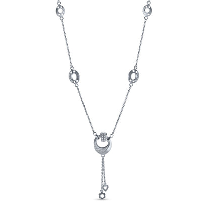 Lariat Circle Silver Pendant Necklace