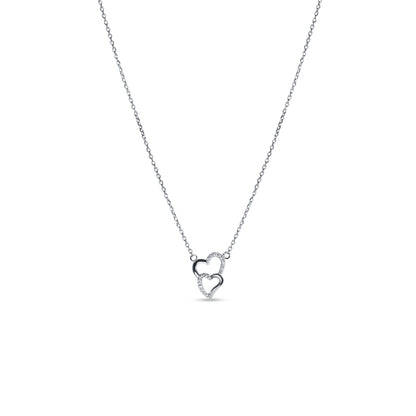 Silver intertwined hearts necklace
