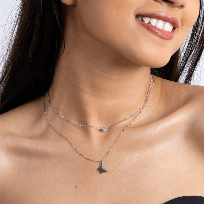 Butterfly Charm Layered Necklace