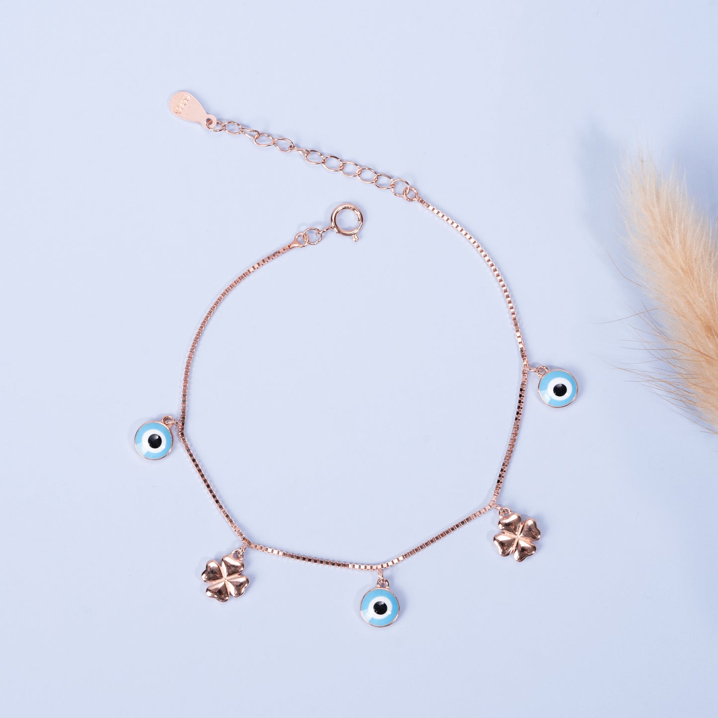 Rose Gold Lucky Charm Evil Eye Bracelet