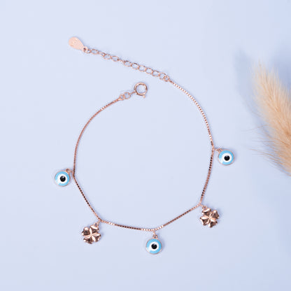 Rose Gold Lucky Charm Evil Eye Bracelet