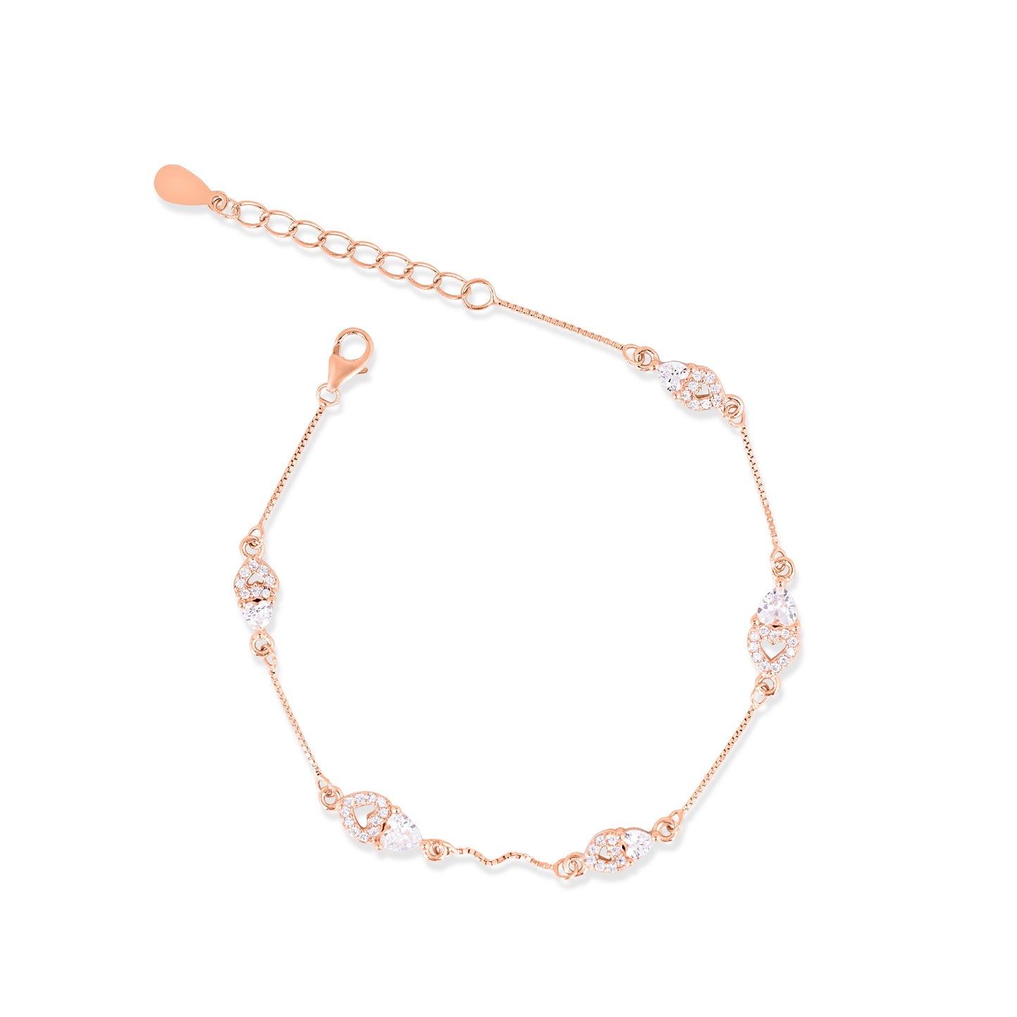 Tender Heart Rose Gold Plated Silver Bracelet