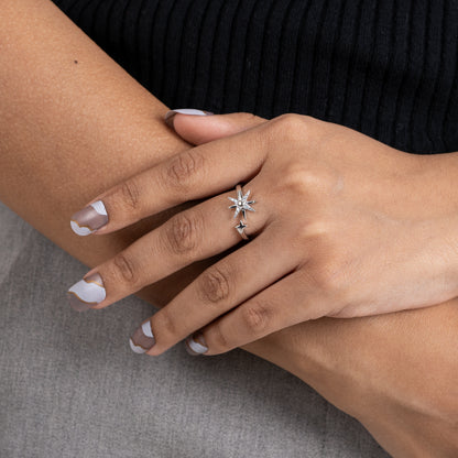 Twinkling Star Wrap Silver Ring