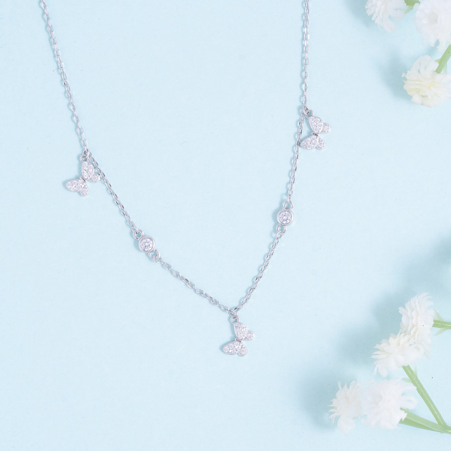 Silver Flutter Charm Necklace