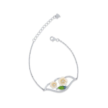 Lustrous Blossom Charm Silver Bracelet