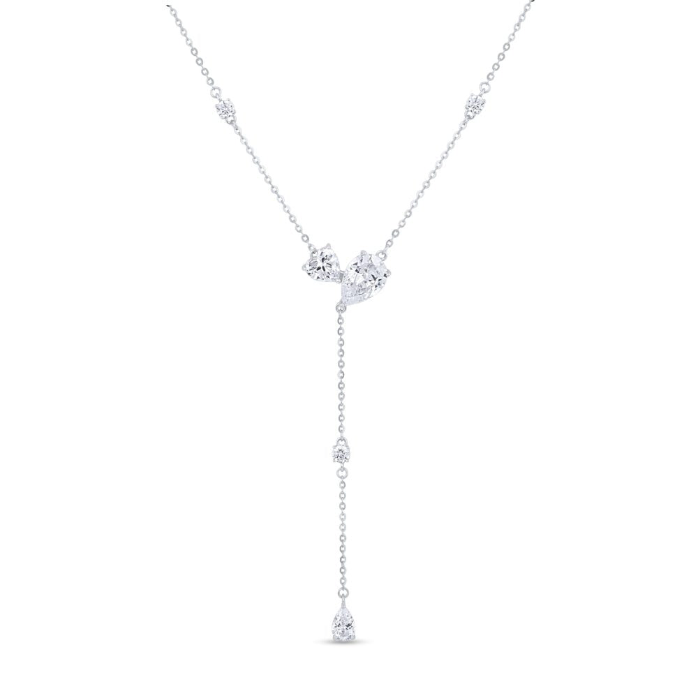 Diamond Droplet Silver Necklace