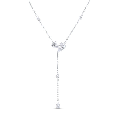 Diamond Droplet Silver Necklace