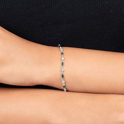 Silver Emerald Glow Bracelet