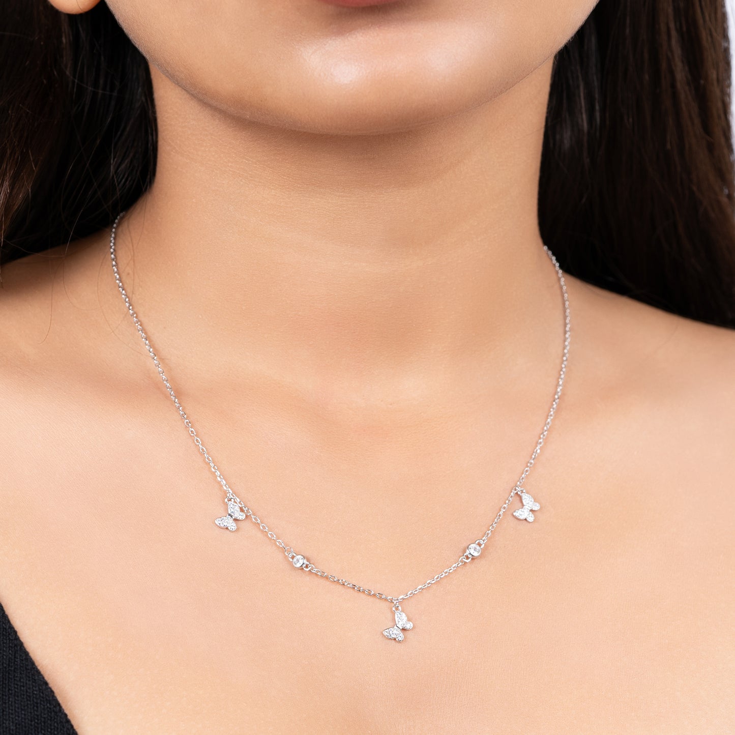 Silver Flutter Charm Necklace