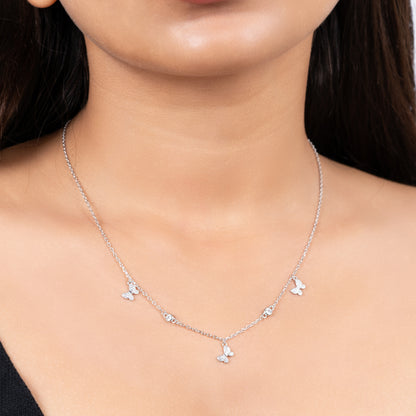 Silver Flutter Charm Necklace
