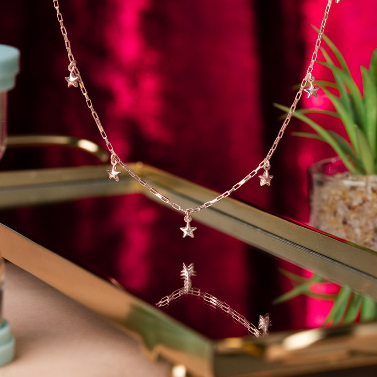 Celestial Rose Silver Necklace