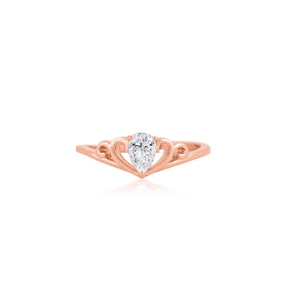 Rose Love Solitaire Silver Ring