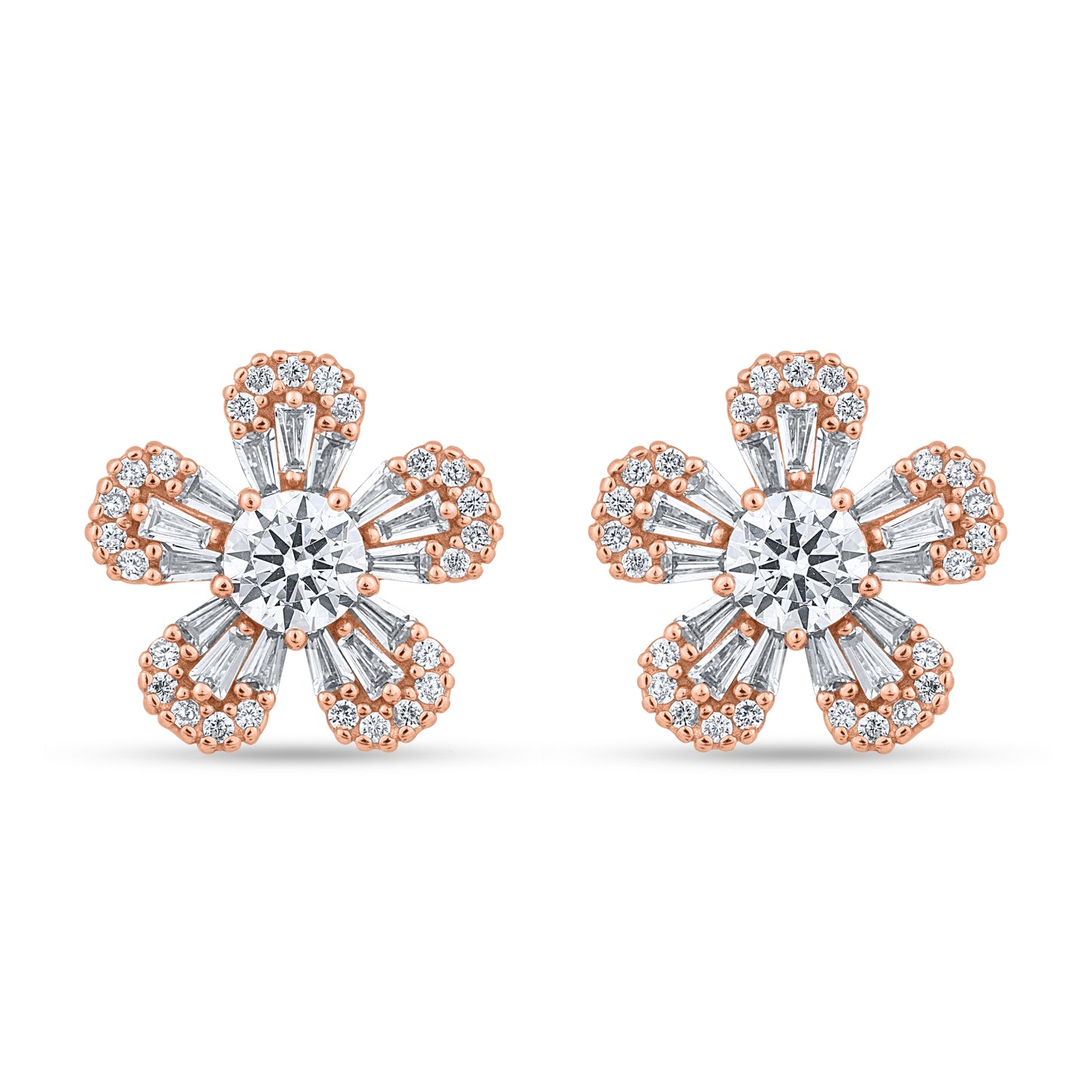 Prism Axis Rose Gold Plated Silver Studs