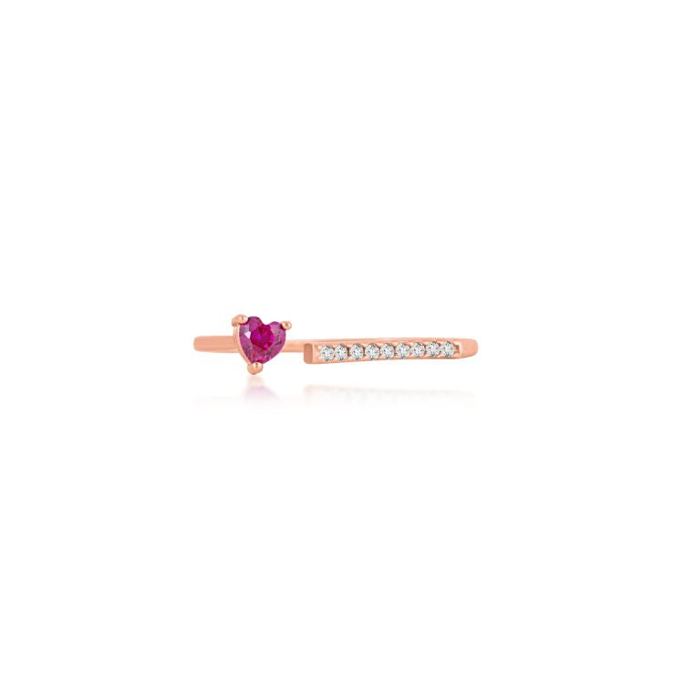 Crimson Heart Silver Ring