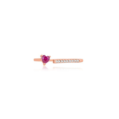 Crimson Heart Silver Ring