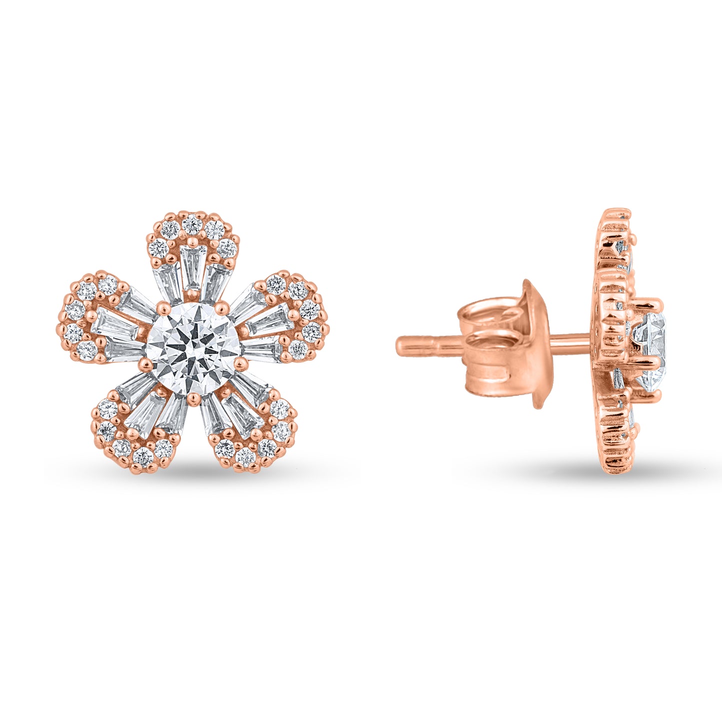 Prism Axis Rose Gold Plated Silver Studs