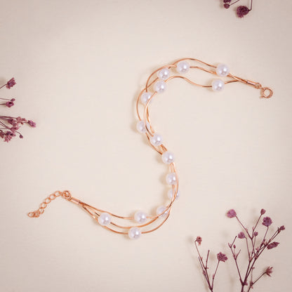Pearl Stream Rose Gold Plated Silver Bracelet