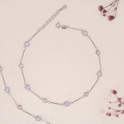 Flora Dot Silver Anklet