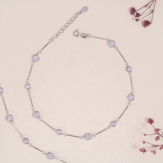 Flora Dot Silver Anklet