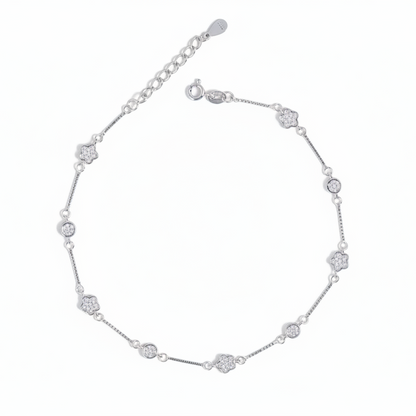 Flora Dot Silver Anklet