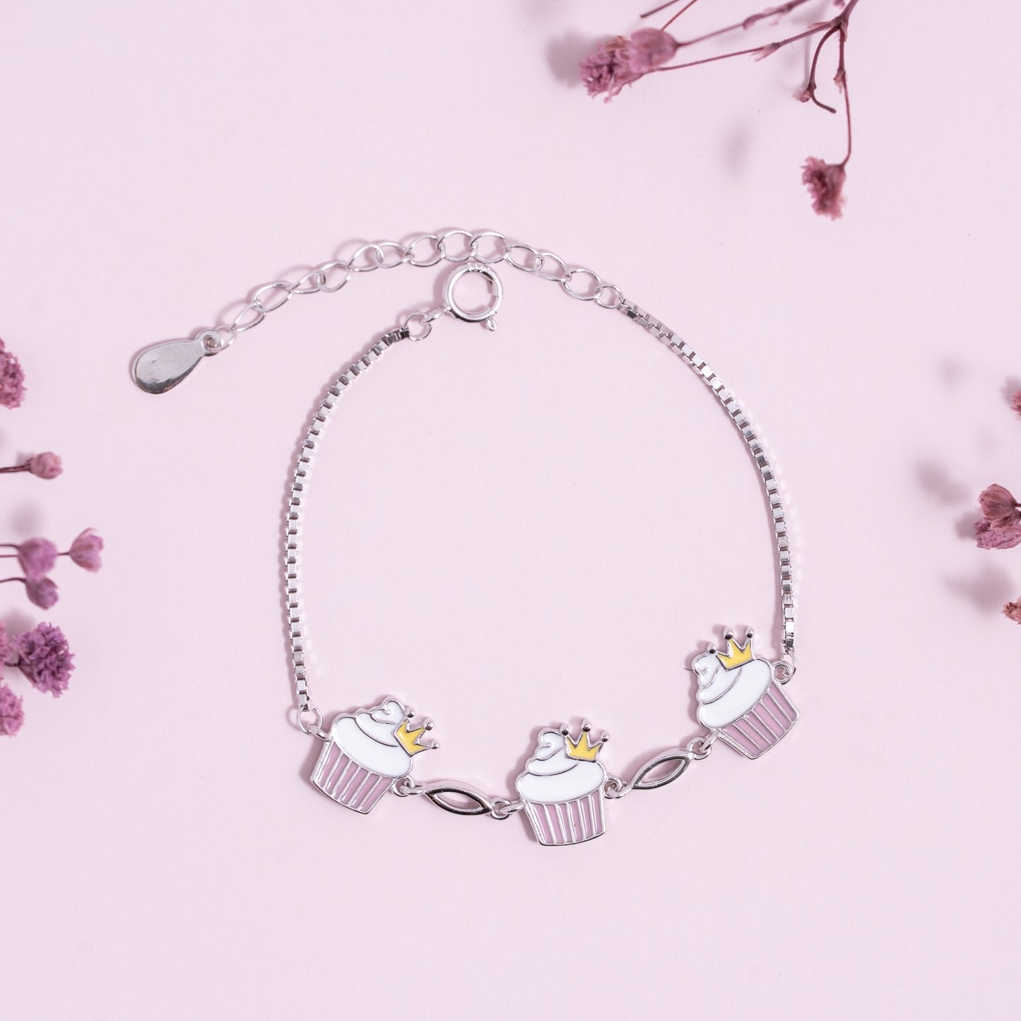 Cupcake Crown Silver Bracelet