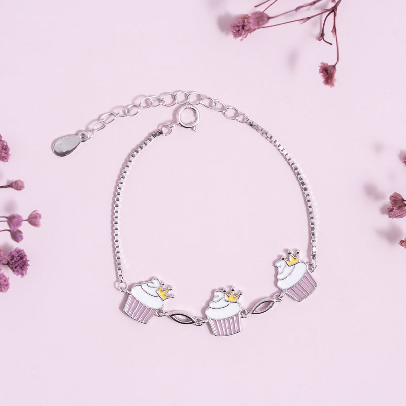 Cupcake Crown Silver Bracelet