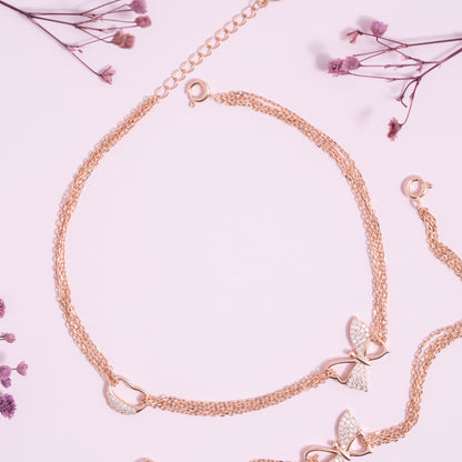 Rose Butterfly Whisper Anklet