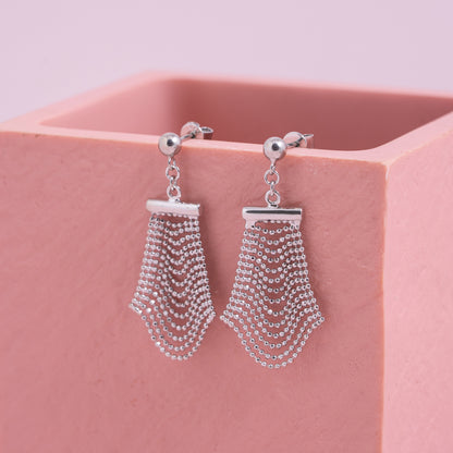 Silver Cascade Glam Earrings