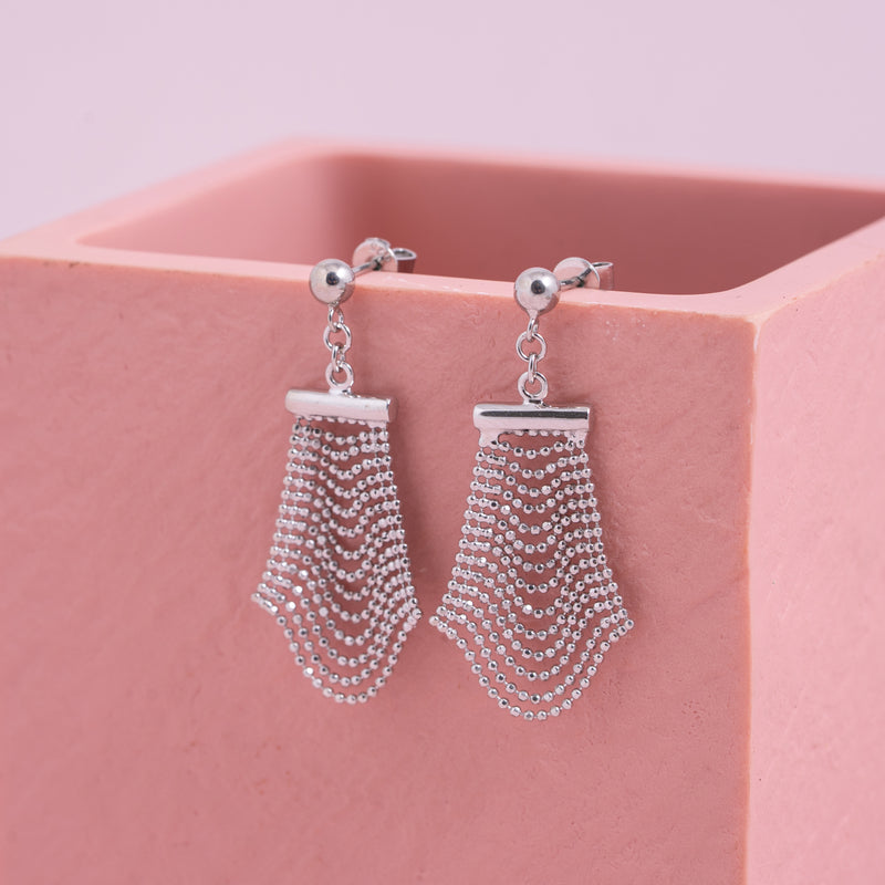 Silver Cascade Glam Earrings