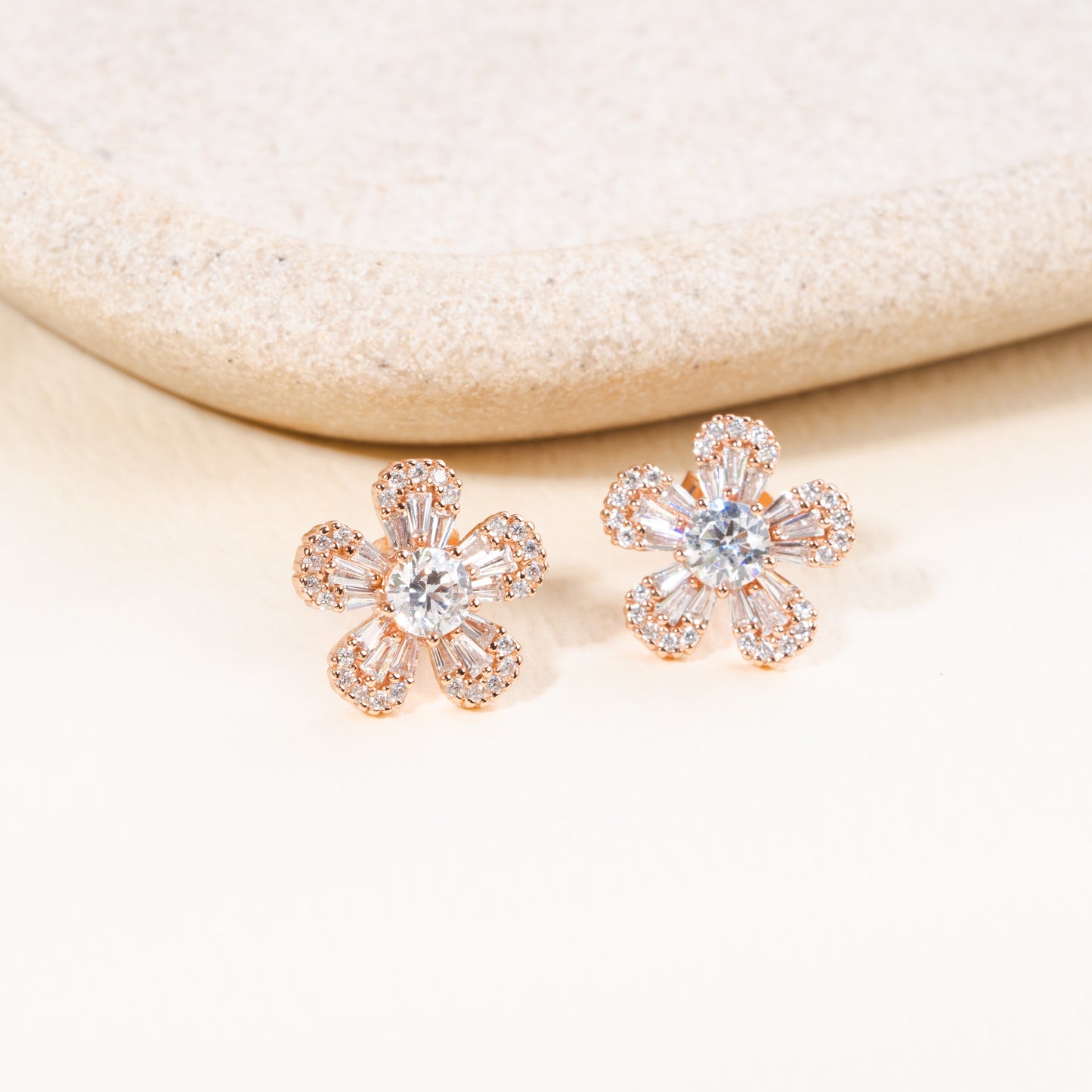 Prism Axis Rose Gold Plated Silver Studs