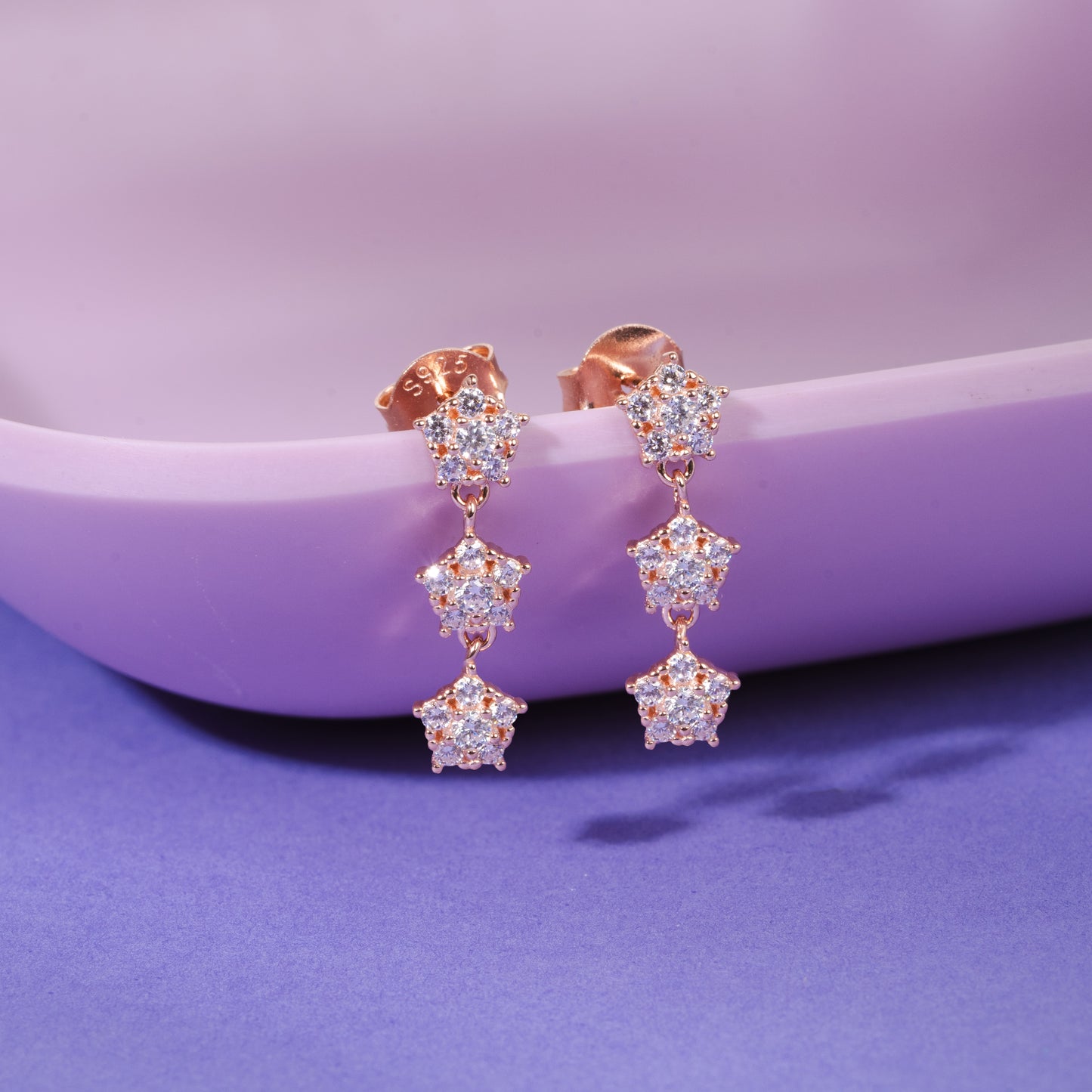 Glimmering Horizon Rose Gold Plated Silver Dangles