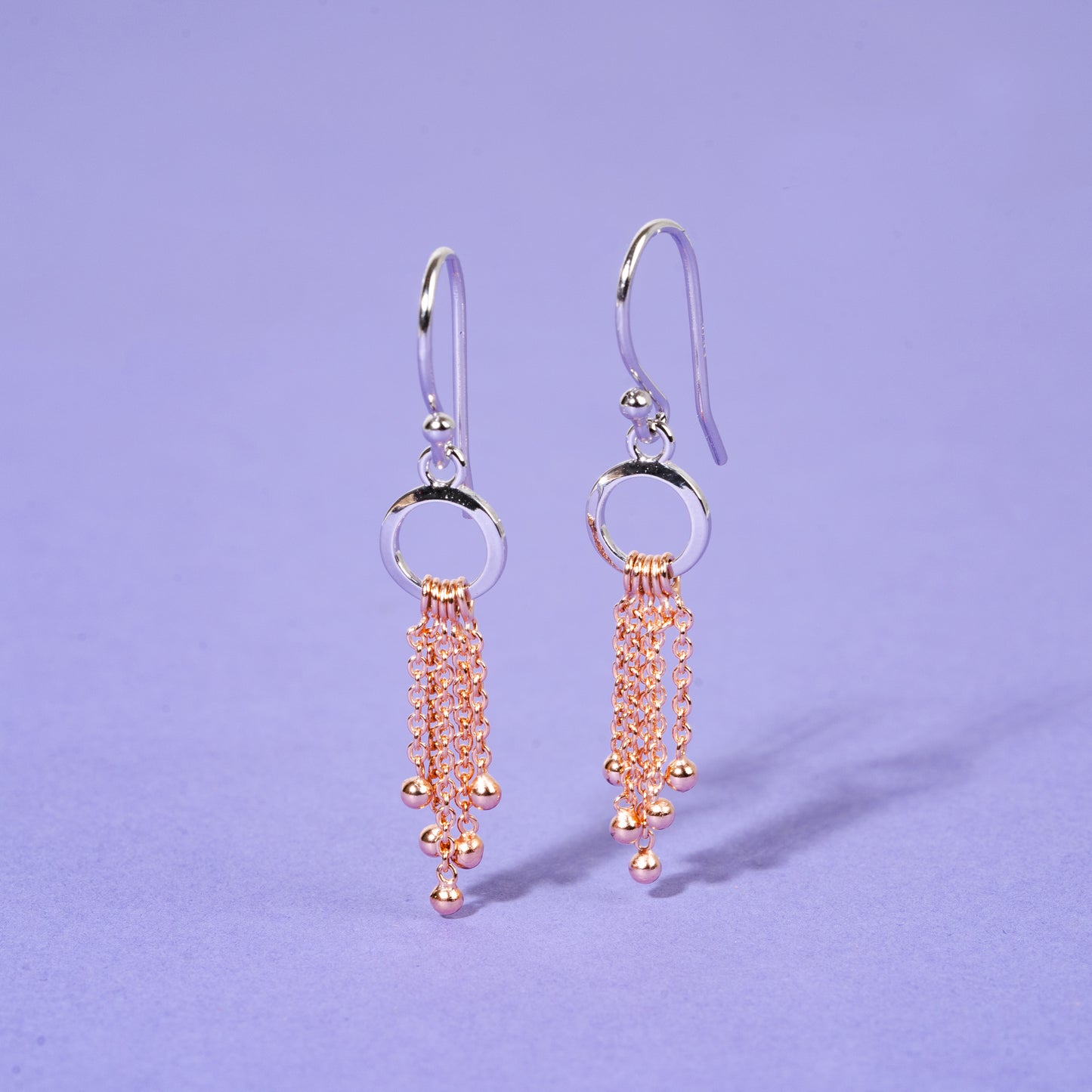 Draped Chain Rose Gold Plated Silver Dangles