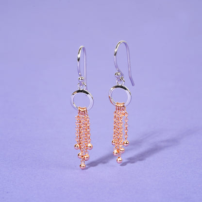 Draped Chain Rose Gold Plated Silver Dangles