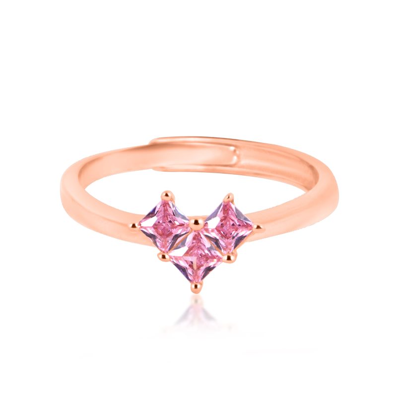 Pink Twin Spark Silver Ring