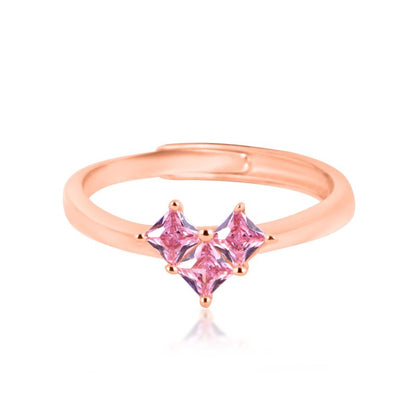 Pink Twin Spark Silver Ring