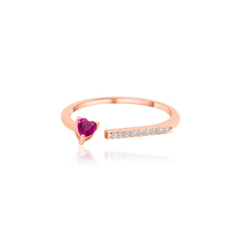 Crimson Heart Silver Ring