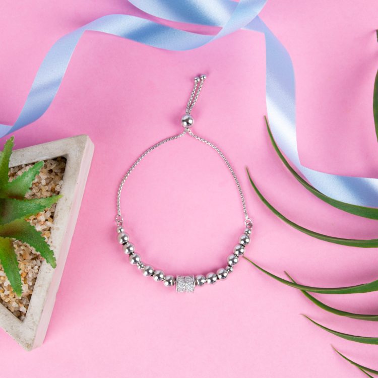 Lustrous Lumina Adjustable Silver Bracelet