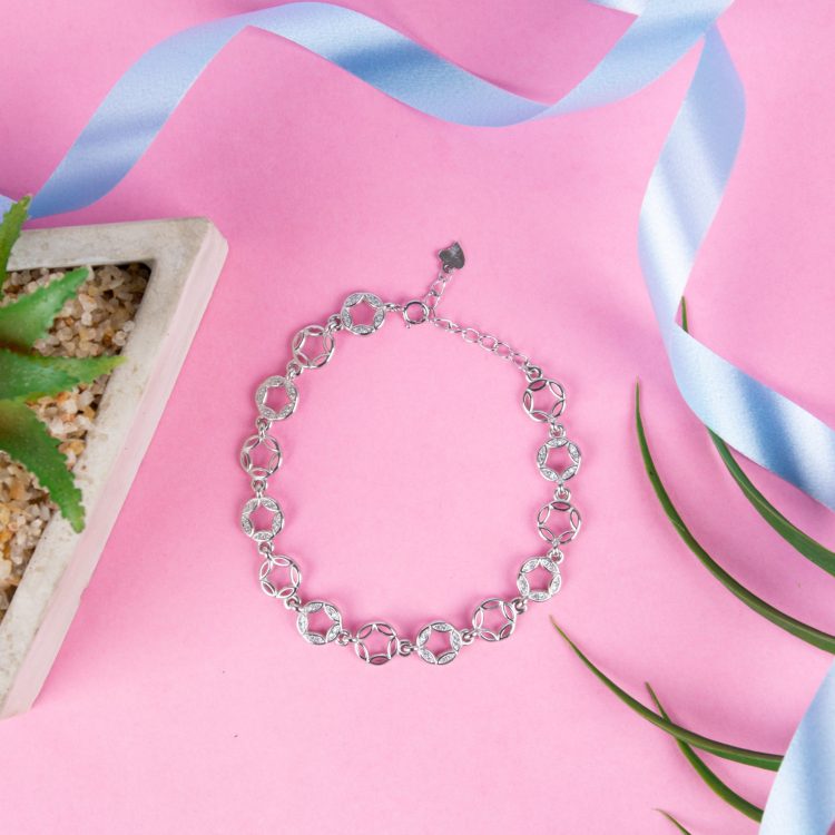 Lunar Elegance Crystal Chain Silver Bracelet