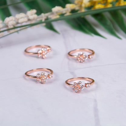 Blossom Sparkle Rose Gold Silver Toe Ring