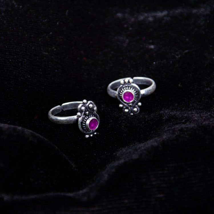 Regal Amethyst Sterling Silver Toe Rings