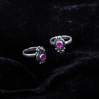 Regal Amethyst Sterling Silver Toe Rings