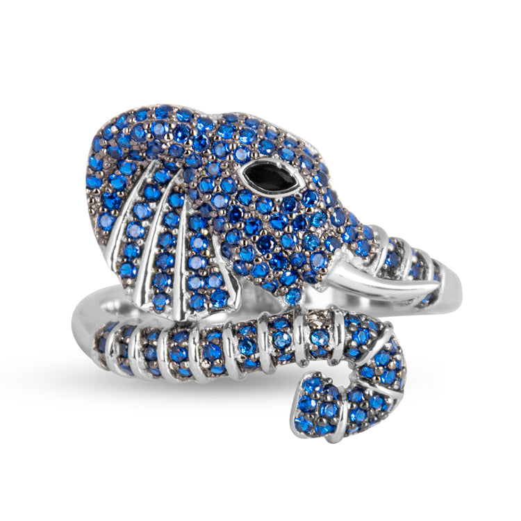 Sapphire Serenity Elephant Signature Ring