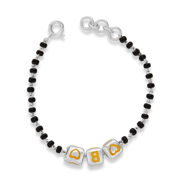 Black Beads and Yellow Letter Bracelet