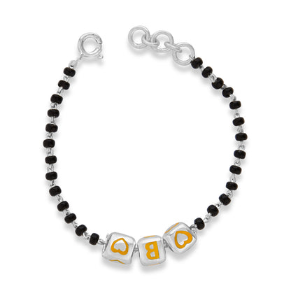Black Beads and Yellow Letter Bracelet