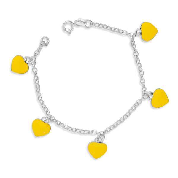 Yellow Hearts Silver Bracelet